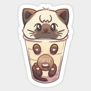 If it fits, I sits - Coffe cat - Kawaii cat - Cat meme Sticker